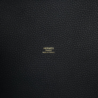 Hermes Taurillon Clemence Casaque Picotin Lock 22 MM Vert Cypress Bleu Nuit Black 6 of 11