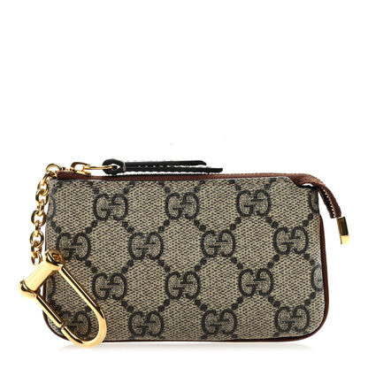 Gucci GG Supreme Monogram Key Case Beige Ebony Cuir 1 of 7