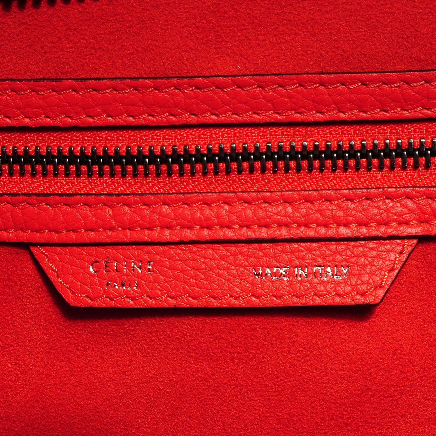 Celine Drummed Calfskin Mini Luggage Vermillion 7 of 8