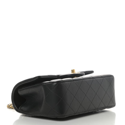 Chanel Lambskin Quilted Mini Top Handle Rectangular Flap Black 4 of 11