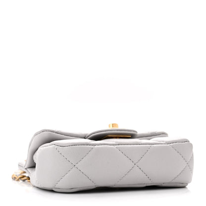 Chanel Calfskin Quilted Lady Handle Flap Card Holder With Chain Grey 4 of 12