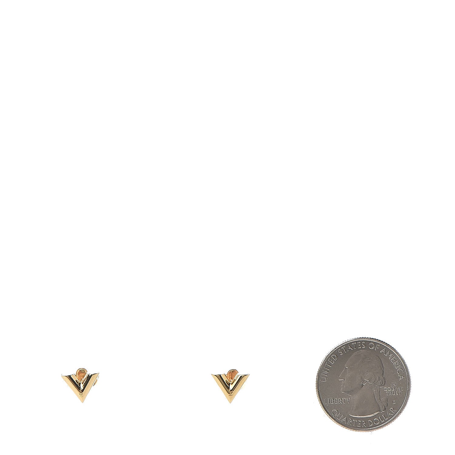 Louis Vuitton Brass Essential V Stud Earrings Gold 2 of 5