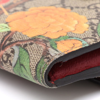 Gucci GG Supreme Monogram Tian French Flap Wallet Beige Multicolor Red 11 of 11