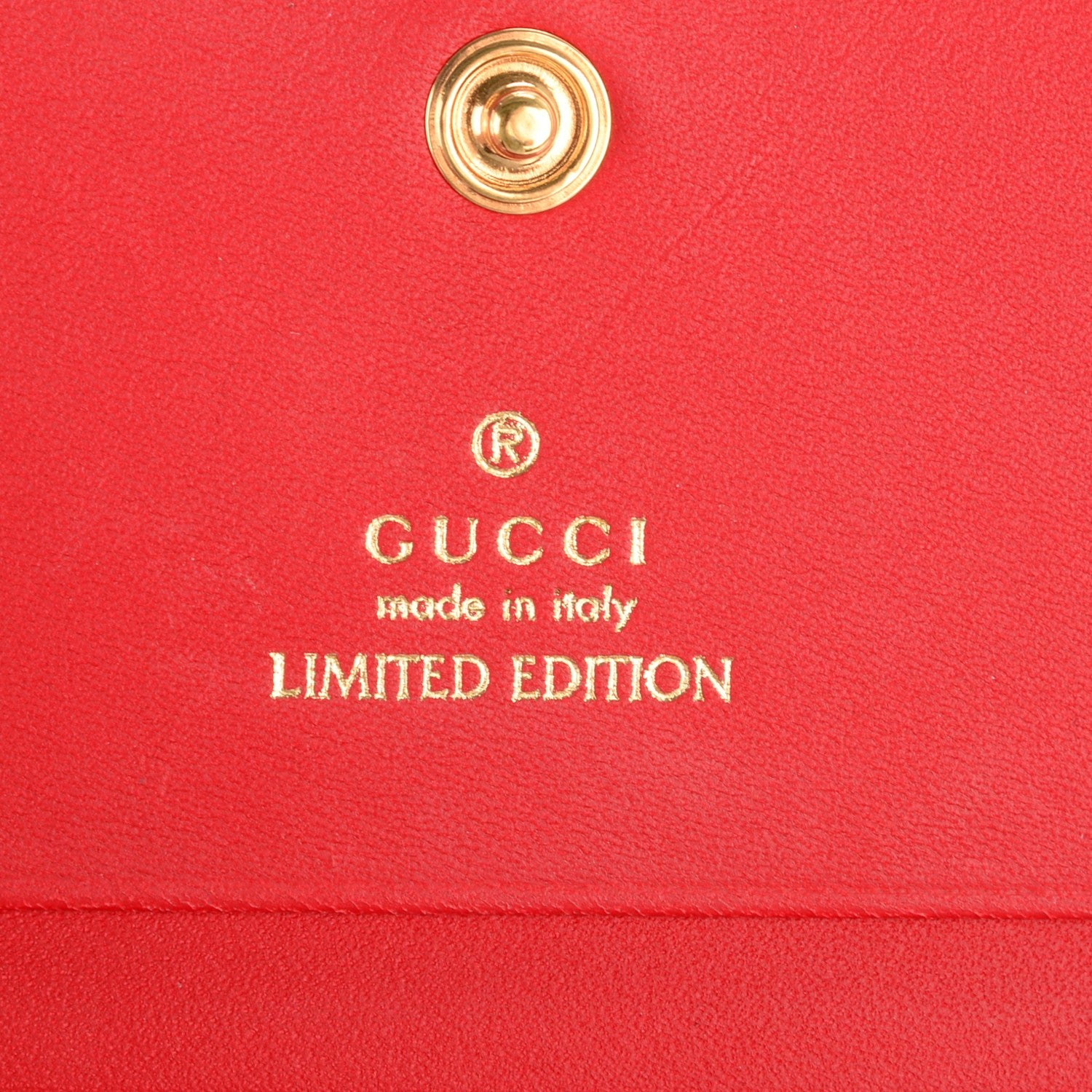 Gucci GG Supreme Monogram Kingsnake Heart Embroidered Print Card Case Red 5 of 6