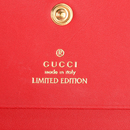Gucci GG Supreme Monogram Kingsnake Heart Embroidered Print Card Case Red 5 of 6