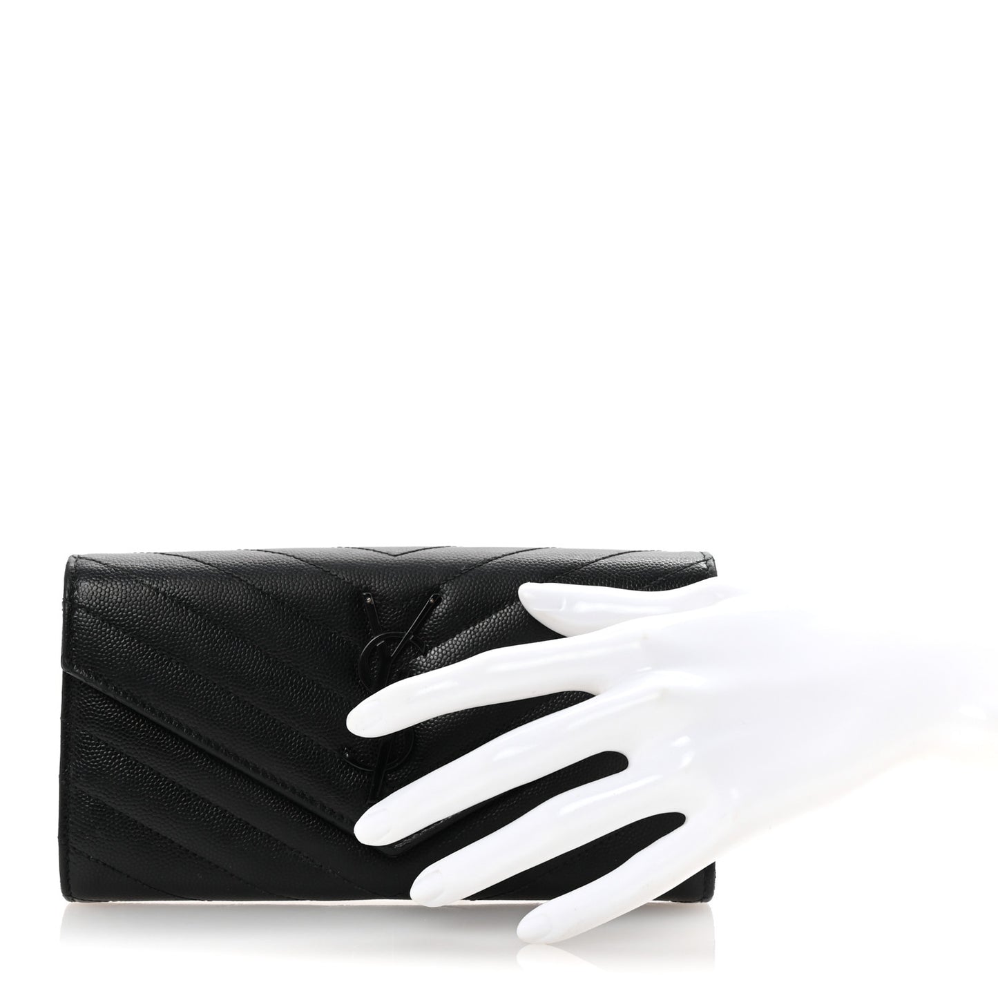 Grain De Poudre Matelasse Chevron Monogram Flap Wallet Black