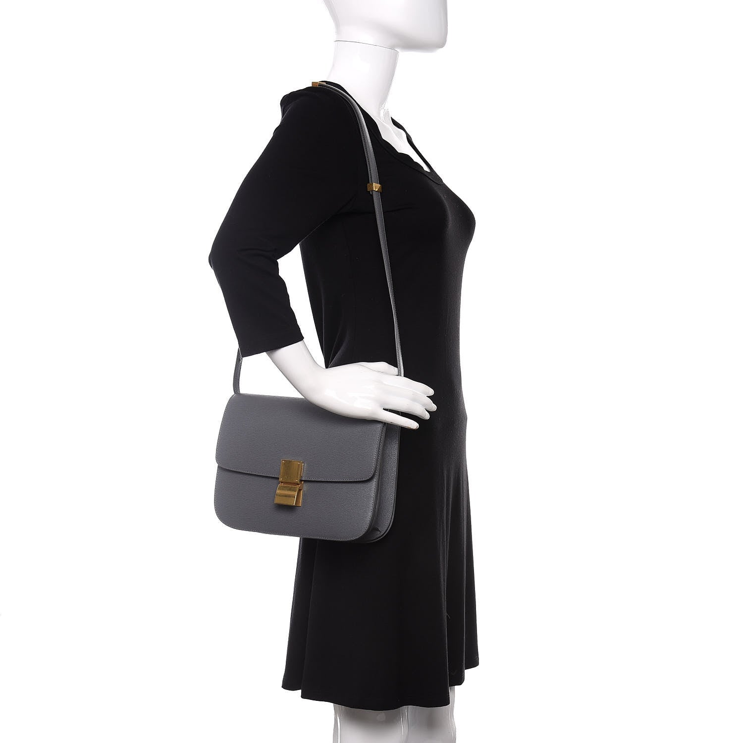 Celine Liege Calfskin Medium Classic Box Flap Bag Grey 2 of 9