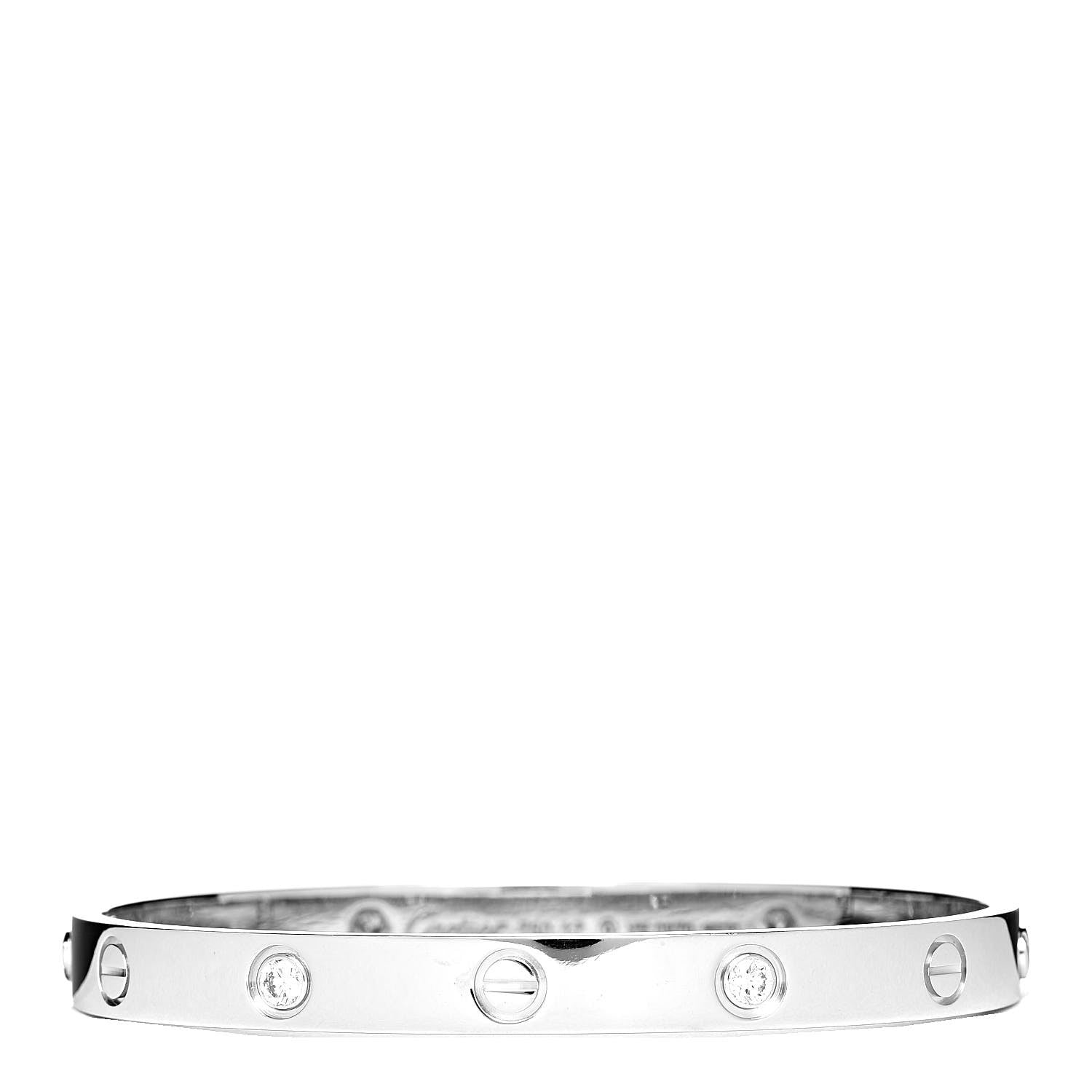 Cartier 18K White Gold 4 Diamond LOVE Bracelet 17 1 of 7