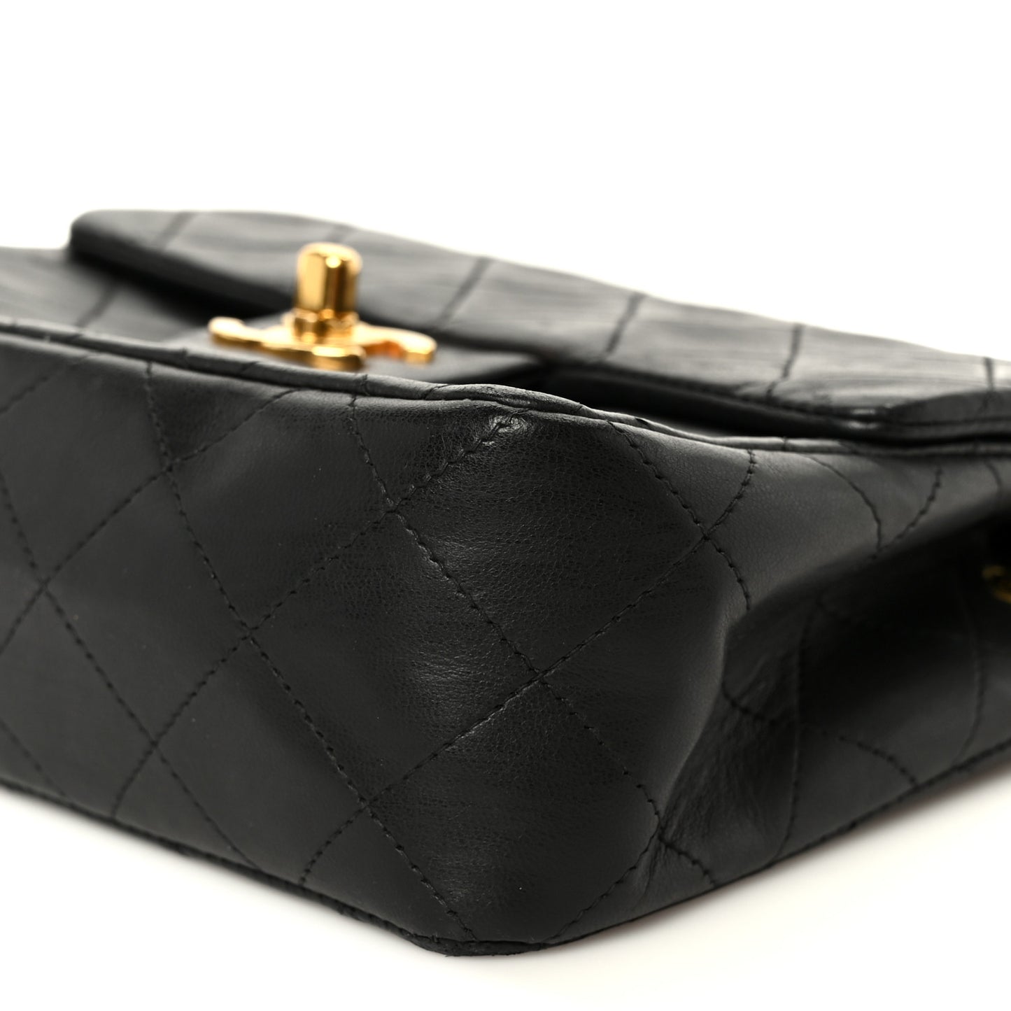 Lambskin Quilted Mini Square Flap Bag Black