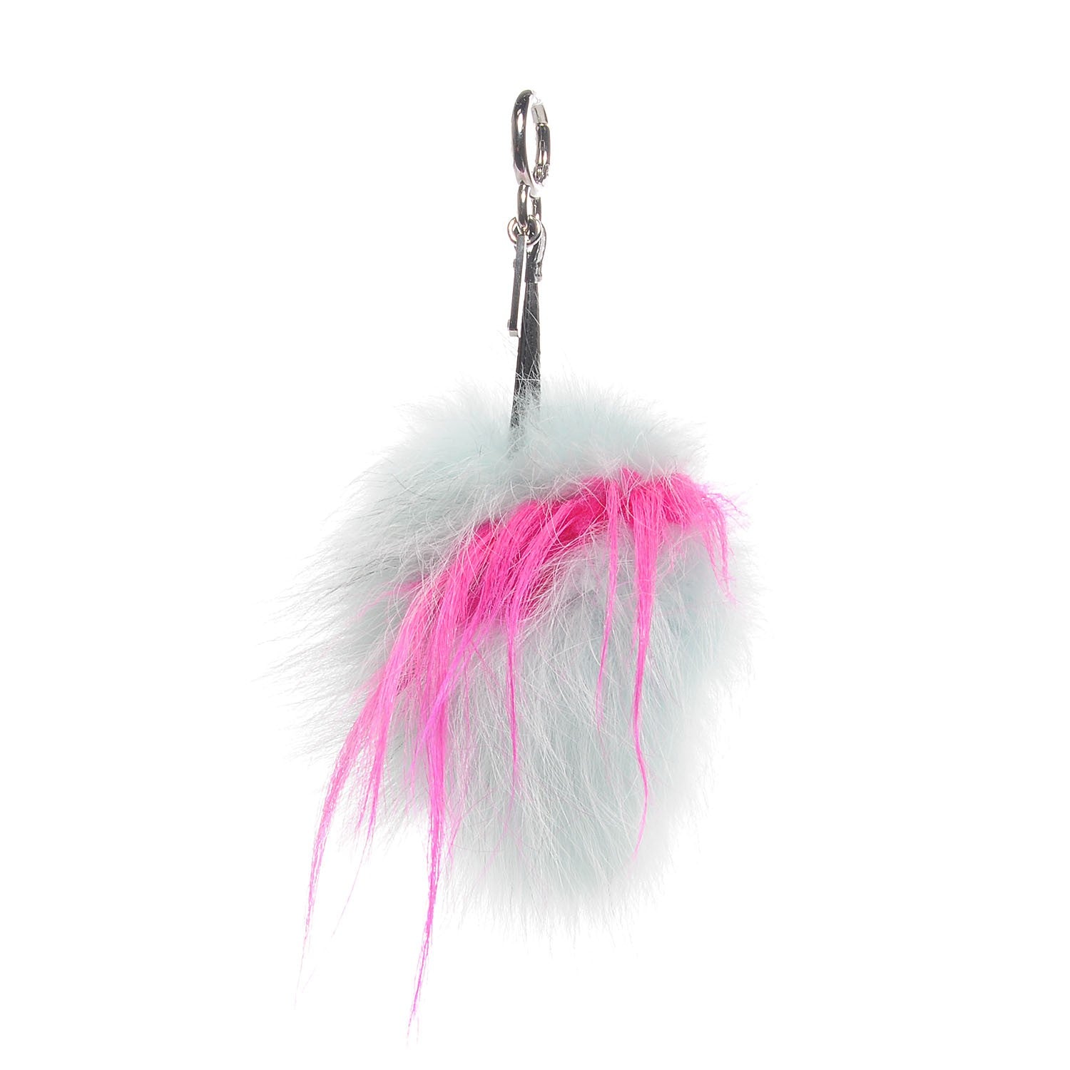 Fendi Fox Rabbit Goat Mink Fur Vitello Flamingo Bagood Monster Bag Bug Charm Light Blue 3 of 5
