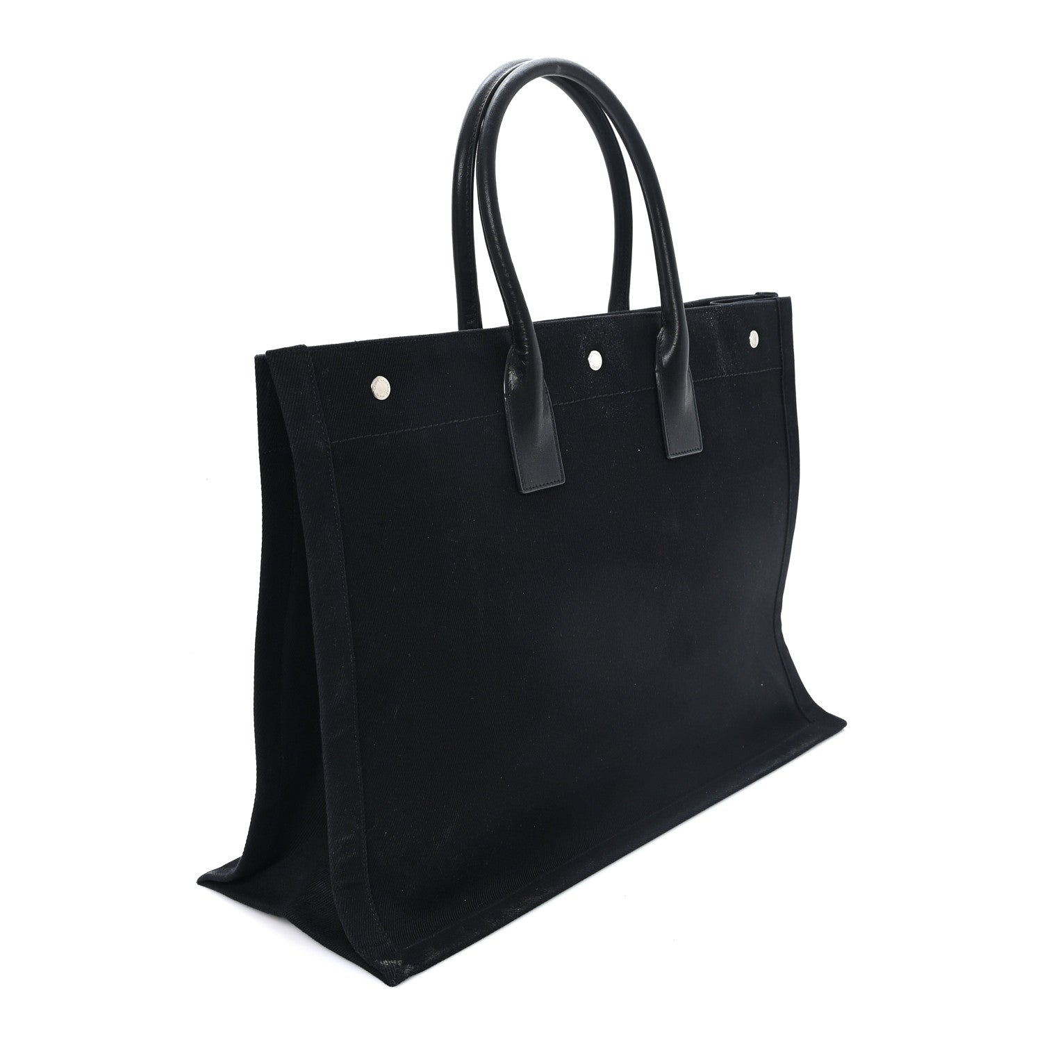 Saint Laurent Linen Calfskin Rive Gauche Tote Black 3 of 10