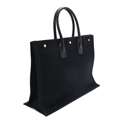 Saint Laurent Linen Calfskin Rive Gauche Tote Black 3 of 10