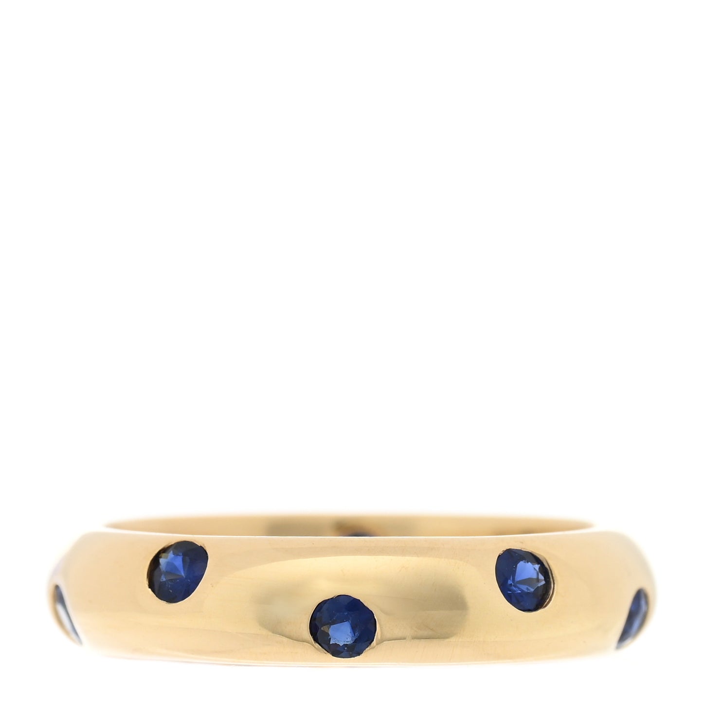 18K Yellow Gold Blue Sapphire 4mm Etoile Band Ring 50 5.25