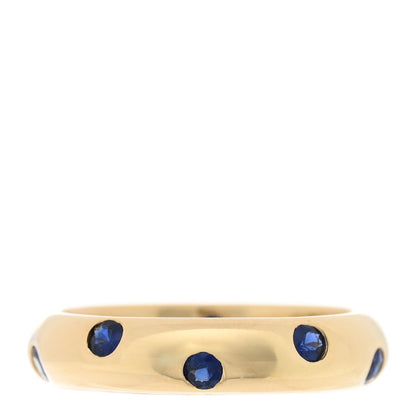 Tiffany 18K Yellow Gold Blue Sapphire 4mm Etoile Band Ring 50 5.25 1 of 4
