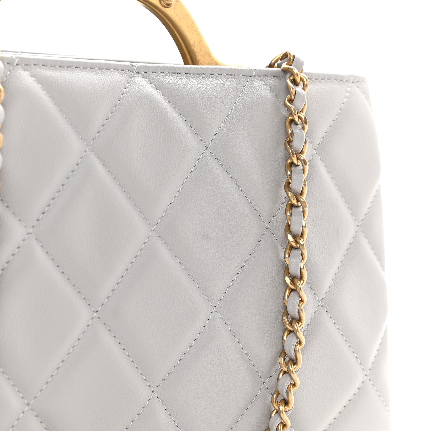 Chanel Calfskin Quilted Lady Handle Clutch Tote Grey 11 of 11