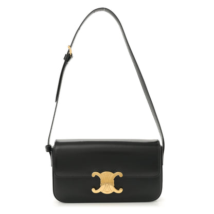 Celine Shiny Calfskin Triomphe Shoulder Bag Black 1 of 14