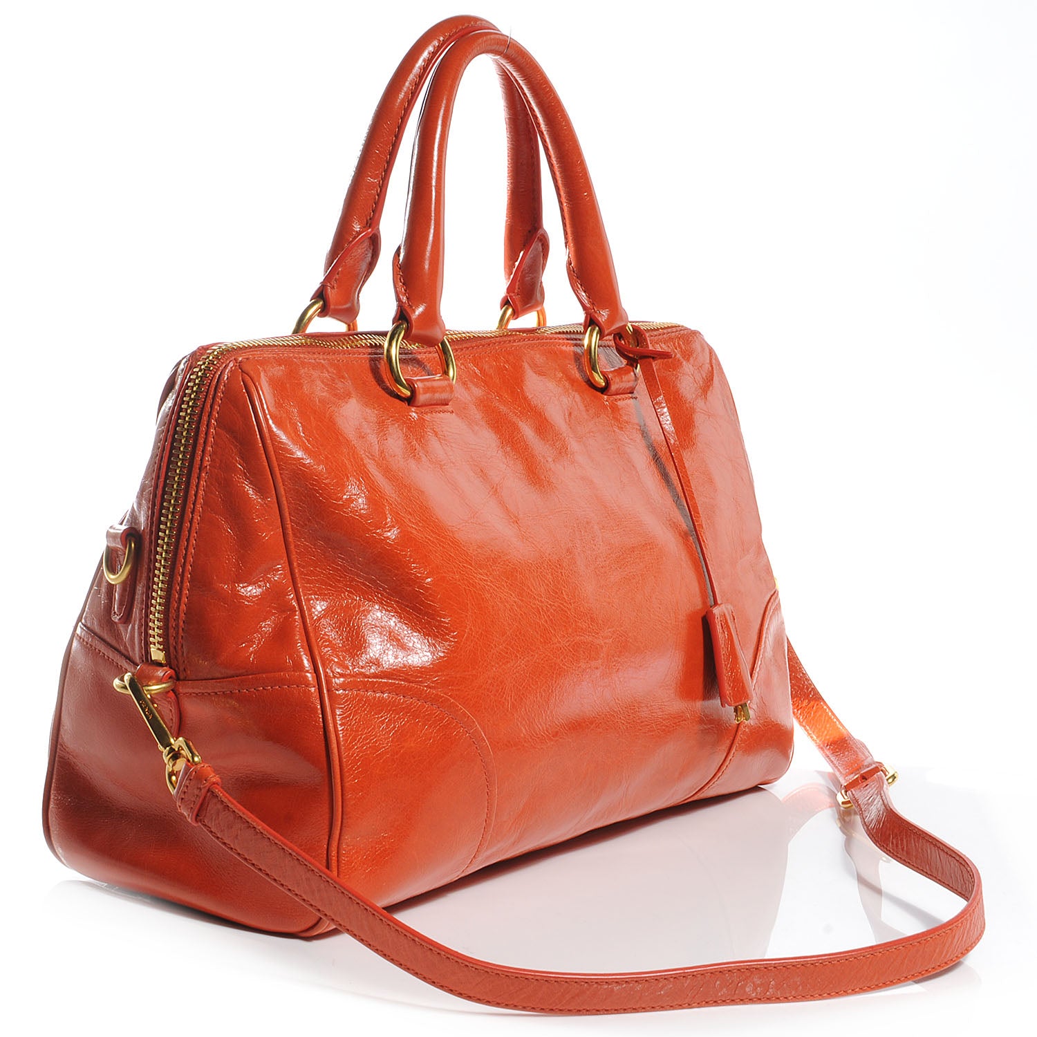 Prada Vitello Shine Tote Papaya 3 of 9