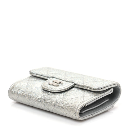 Chanel Metallic Caviar Quilted Classic 4 Key Holder Wallet Silver 7 of 7
