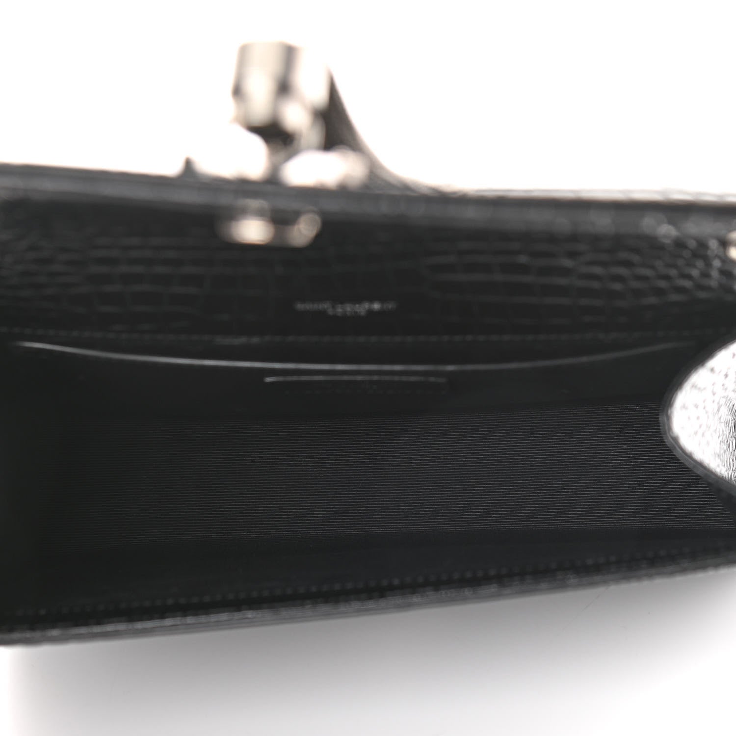 Saint Laurent Calfskin Crocodile Embossed Medium Classic Monogram Kate Tassel Satchel Black 5 of 10