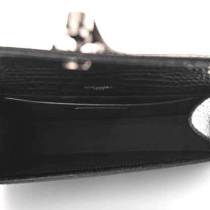 Saint Laurent Calfskin Crocodile Embossed Medium Classic Monogram Kate Tassel Satchel Black 5 of 10