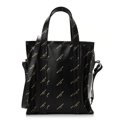 Balenciaga Calfskin Allover Logo XS Bazar Shopper Tote Black Gold 1 of 10