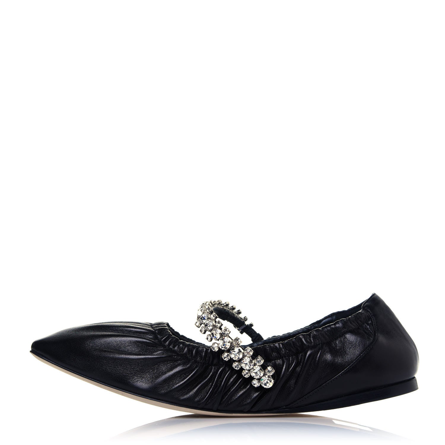 Jimmy Choo Lambskin Crystal Gai Flats 39 Black 1 of 16
