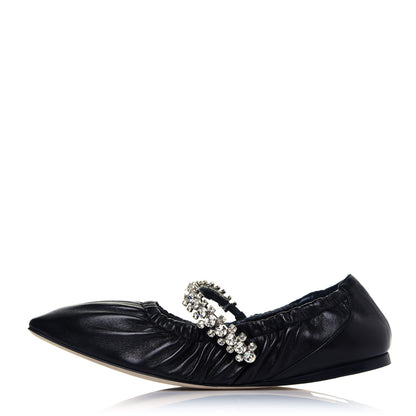 Jimmy Choo Lambskin Crystal Gai Flats 39 Black 1 of 16