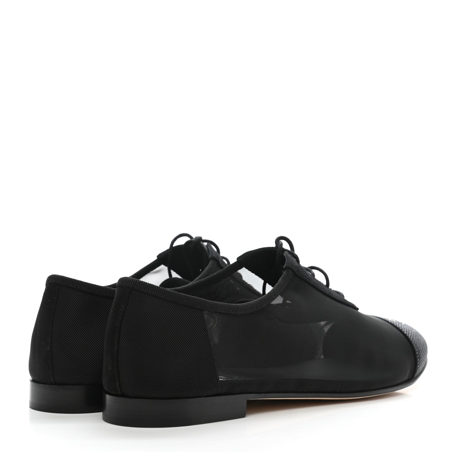 Chanel Calfskin Mesh Cap Toe CC Lace Up Oxford 39 Black 4 of 10