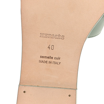 Hermes Calfskin Oran Sandals 40 Vert D'eau 8 of 10