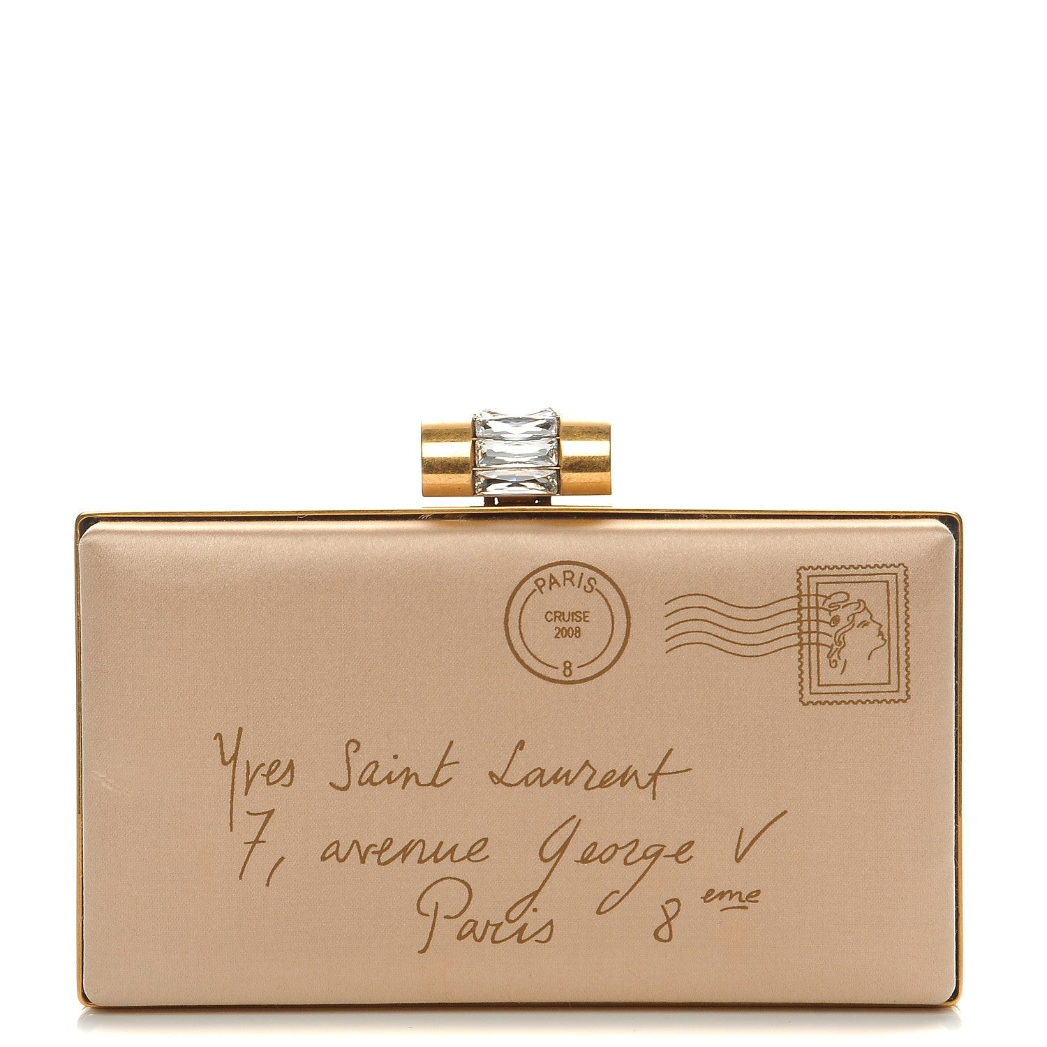 Saint Laurent Satin Y Mail Clutch Gold 1 of 6