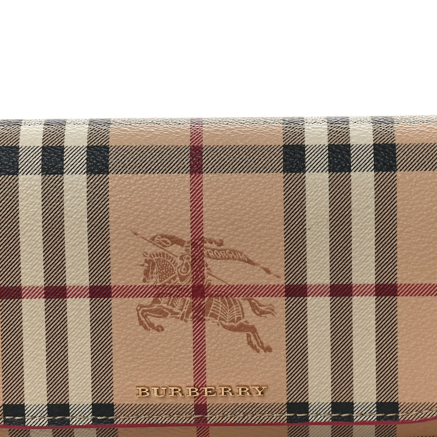 Burberry Haymarket Check Henley Wallet On Chain Coral Red 7 of 9