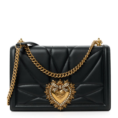 Dolce & Gabbana DOLCE & GABBANA Calfskin Medium Devotion Crossbody Bag Black 1 of 11