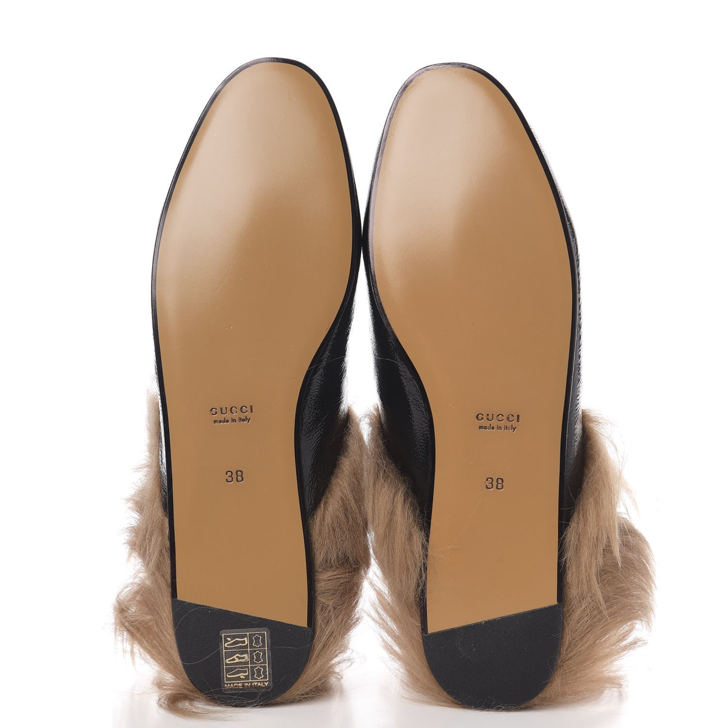 Gucci Patent Fur Womens Princetown Slippers 38 Black Natural 5 of 8