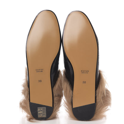Gucci Patent Fur Womens Princetown Slippers 38 Black Natural 5 of 8