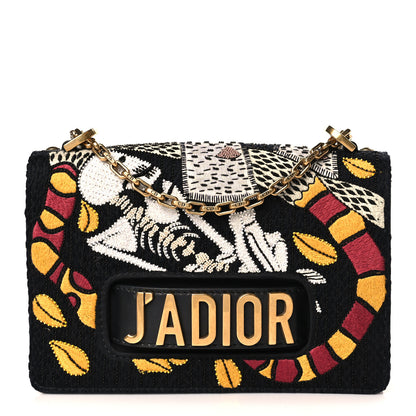 Christian Dior Canvas Embroidered Tarot J'Adior Chain Flap Bag Black Multicolor 1 of 8