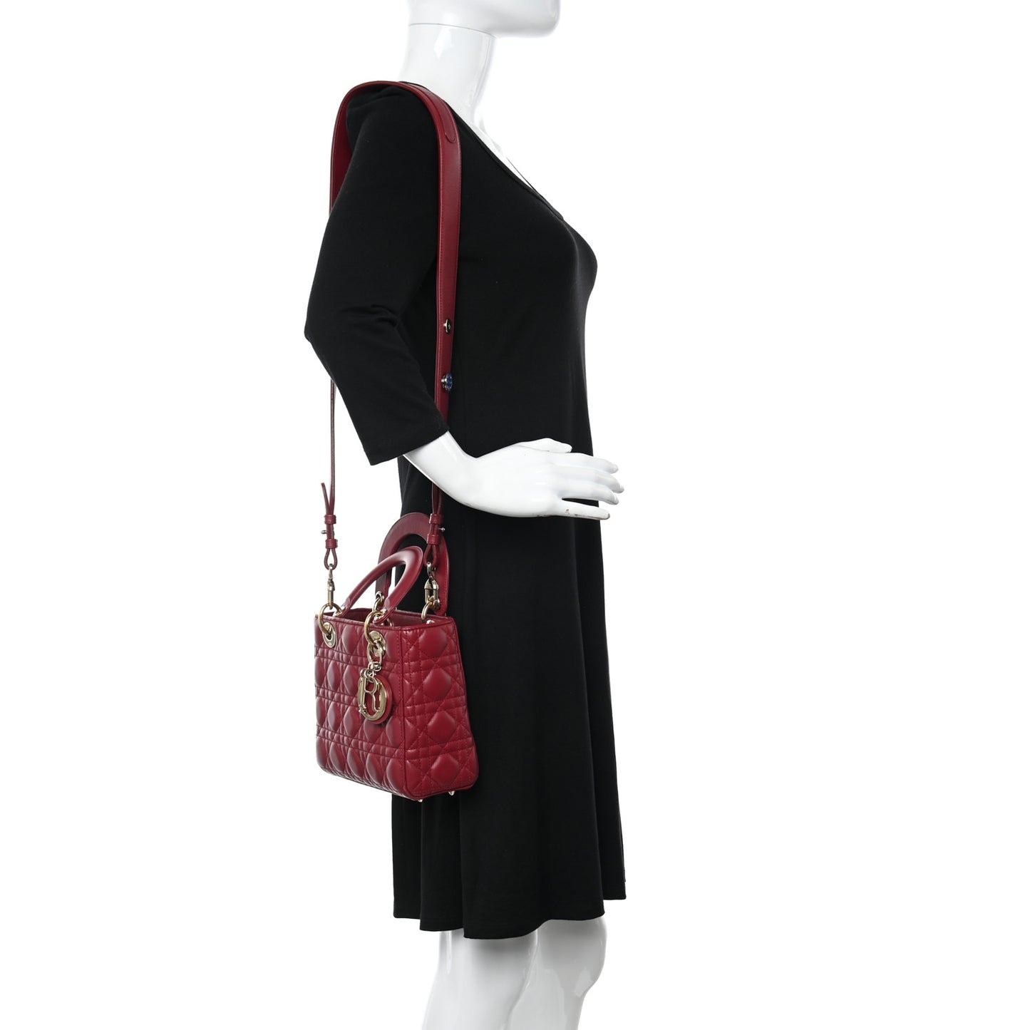 Lambskin Cannage Small Lucky Badges My Lady Dior Red