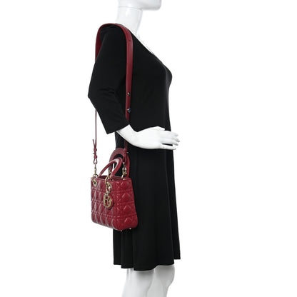 Christian Dior Lambskin Cannage Small Lucky Badges My Lady Dior Red 2 of 17