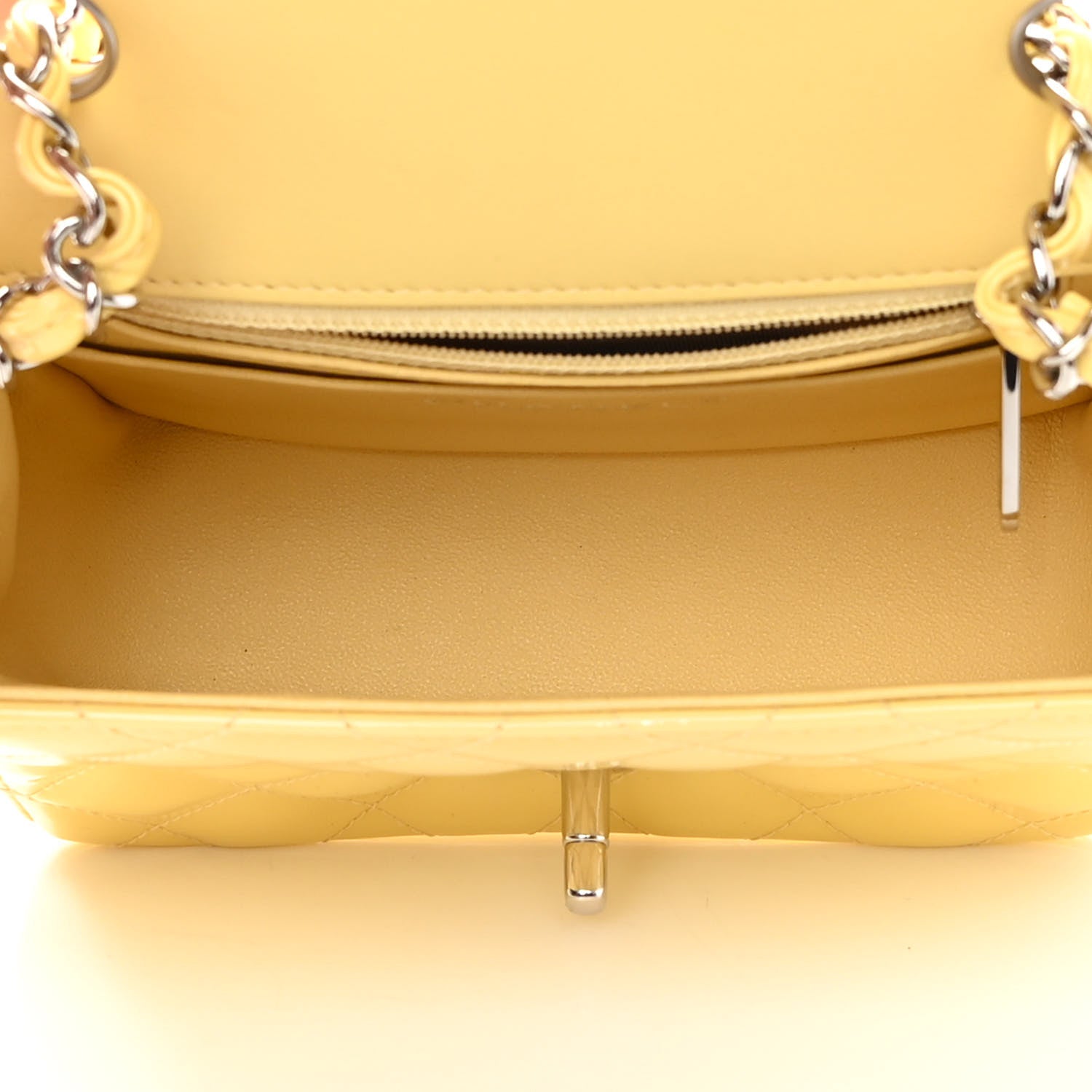 Chanel Patent Quilted Mini Square Flap Yellow 5 of 14