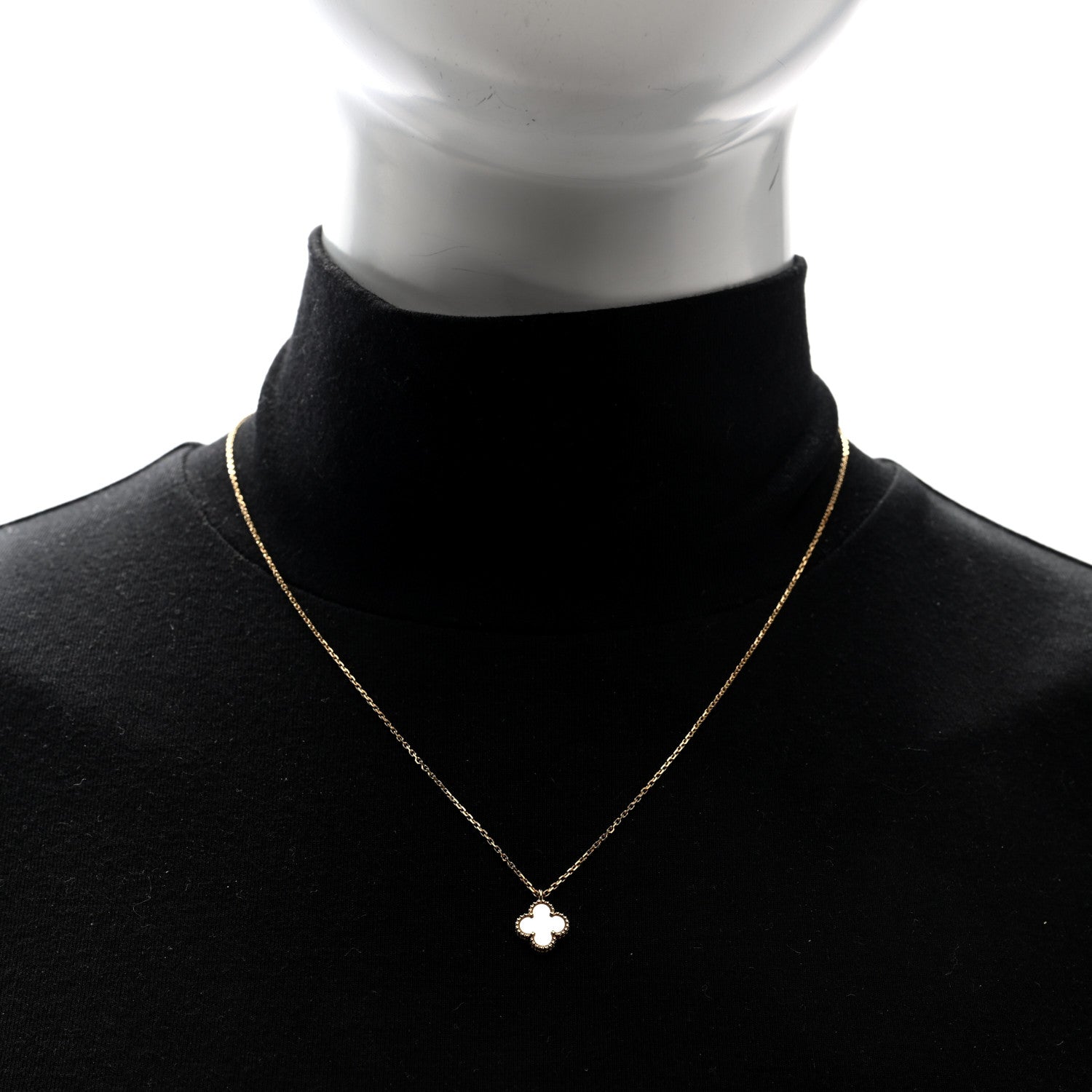 Van Cleef & Arpels 18K Yellow Gold Mother of Pearl Sweet Alhambra Pendant Necklace 2 of 5