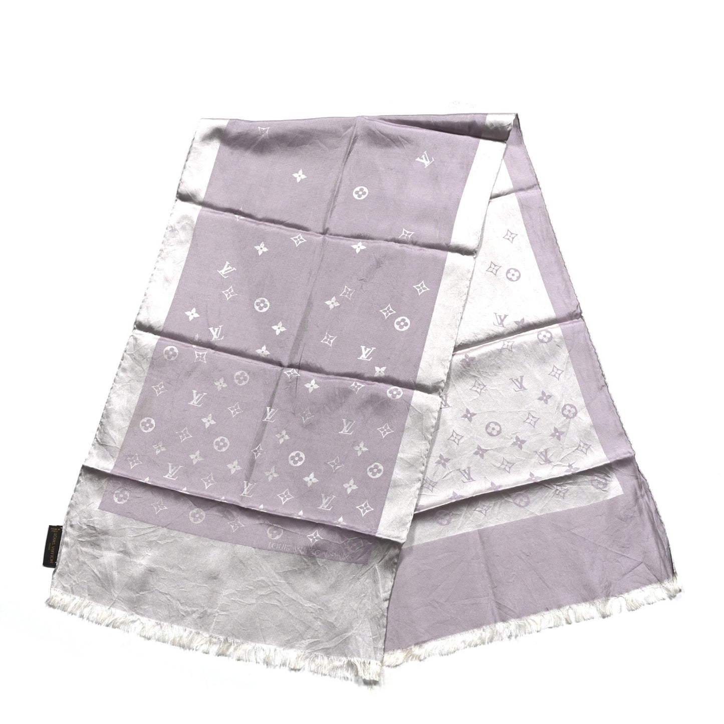 Wool Silk Monogram Denim Shawl Pearl Grey