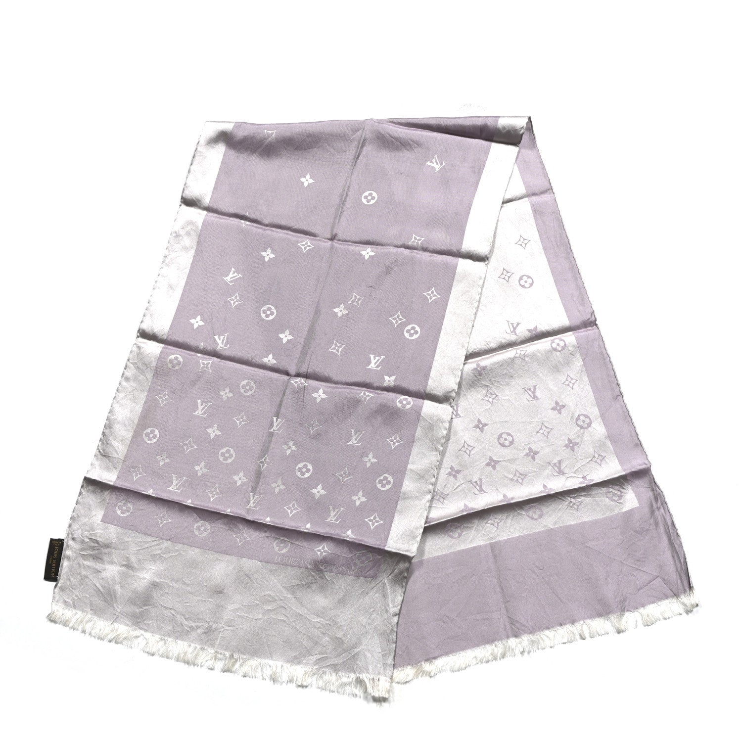 Louis Vuitton Wool Silk Monogram Denim Shawl Pearl Grey 2 of 3