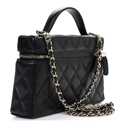 Chanel Caviar Quilted Top Handle Slim Vanity With Chain Black 3 of 10