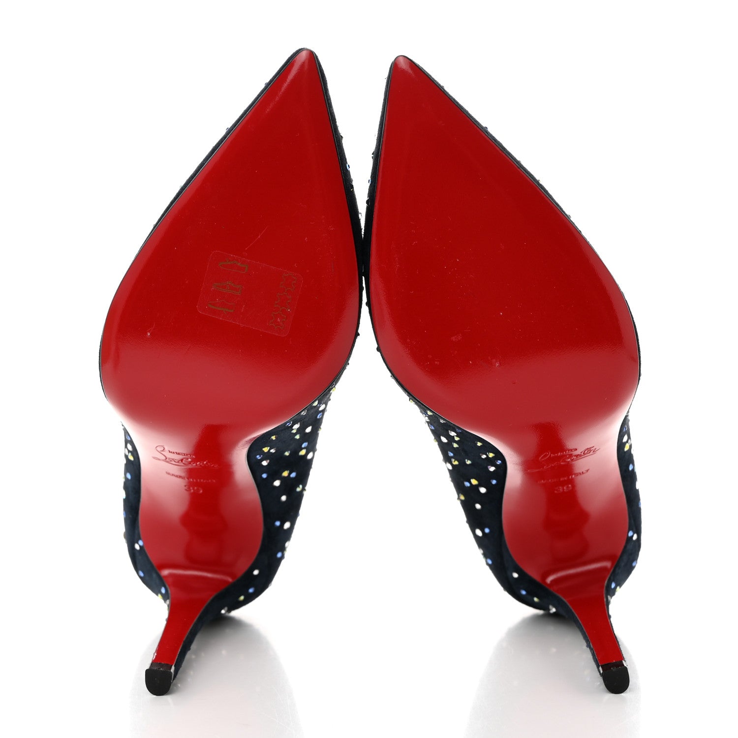 Christian Louboutin Veau Velours Pigalle Hor Zodiaque Virgo 100 Pumps 39 Marine Gold 5 of 8