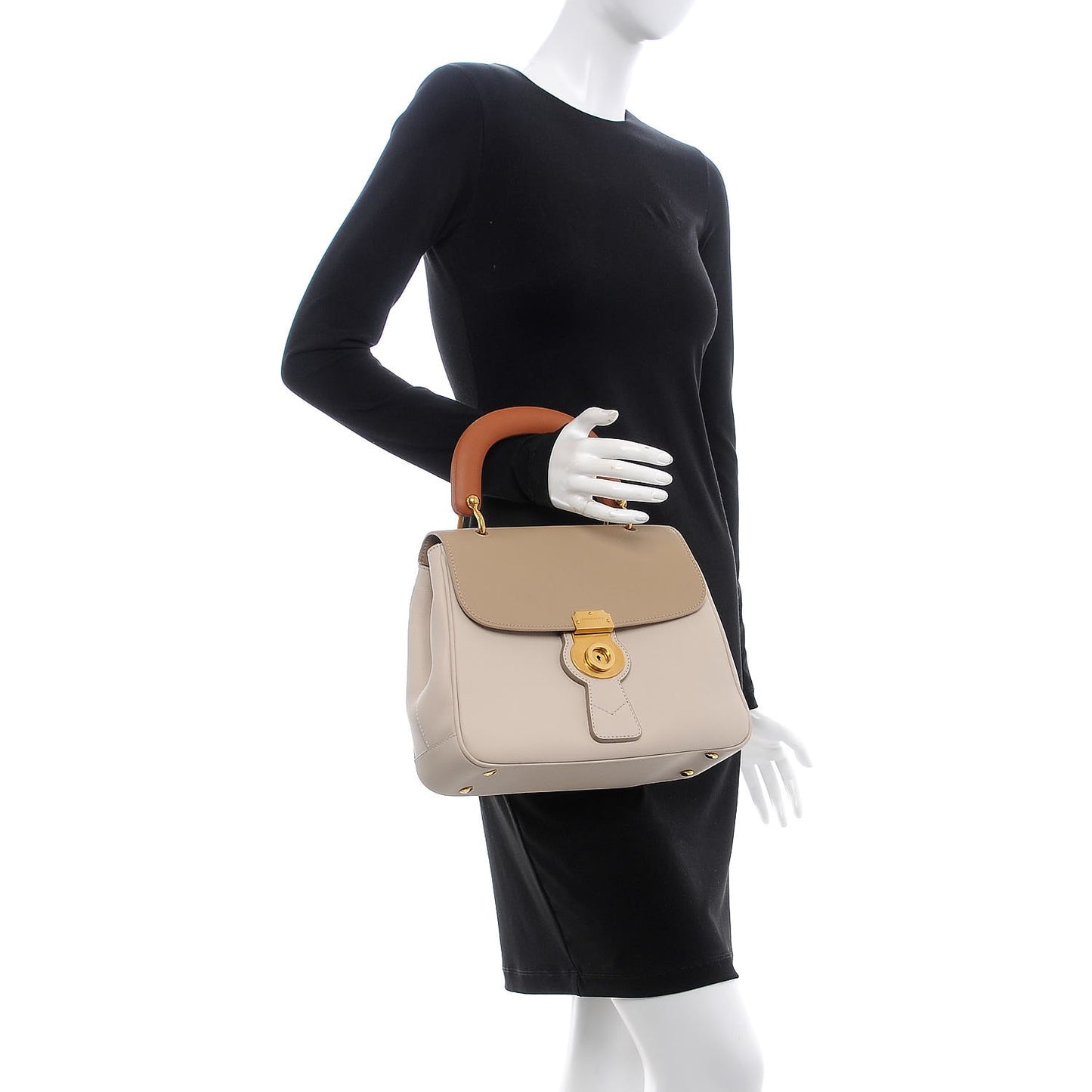Trench Calfskin Medium DK88 Top Handle Bag Limestone Honey