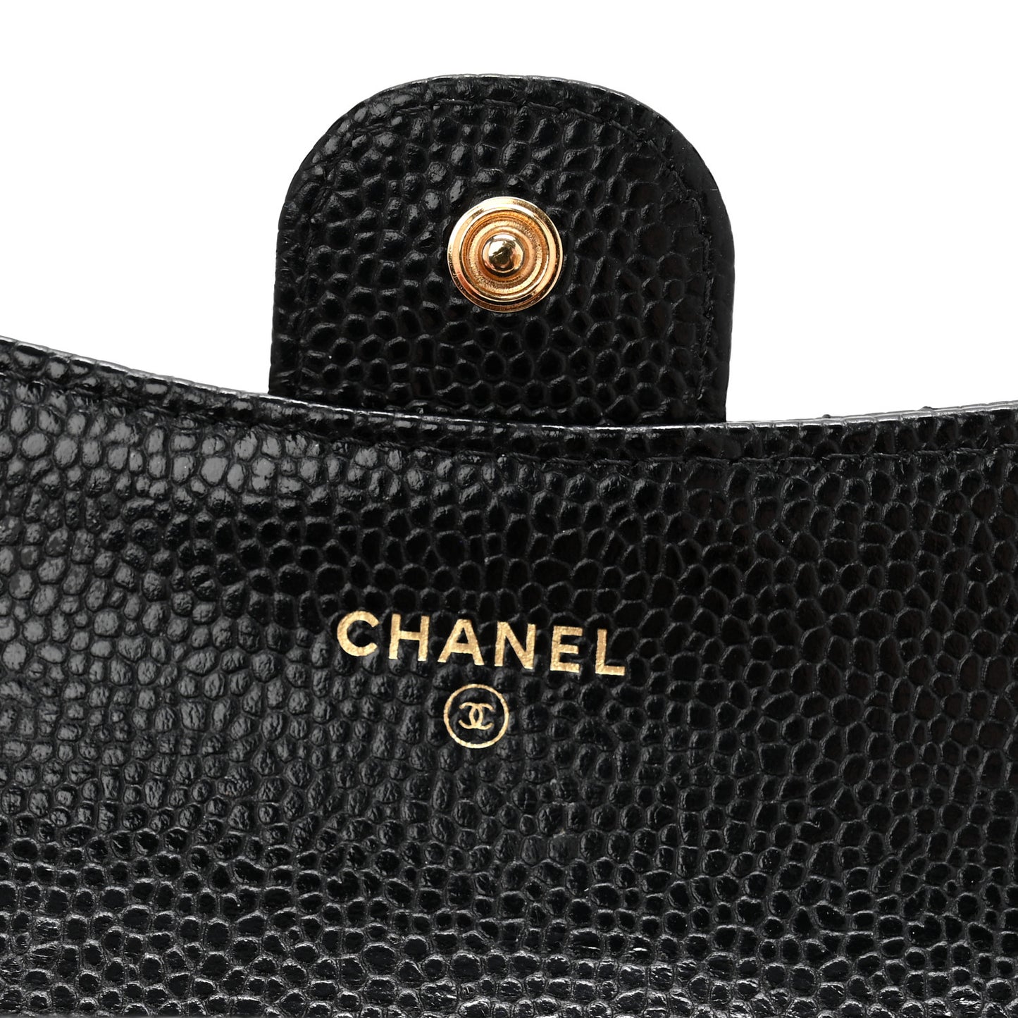 Caviar Quilted Flap Card Holder Wallet Black