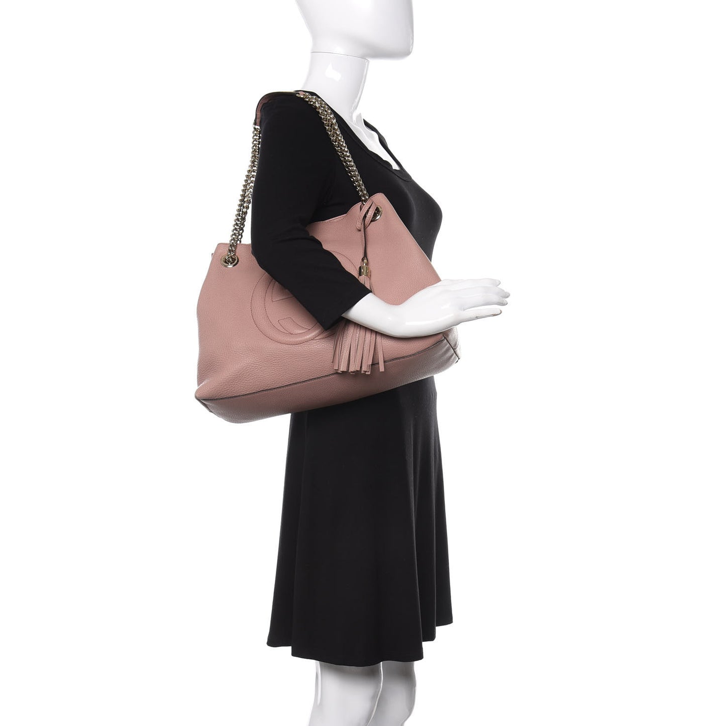 Pebbled Calfskin Medium Soho Chain Shoulder Bag Dark Cipria