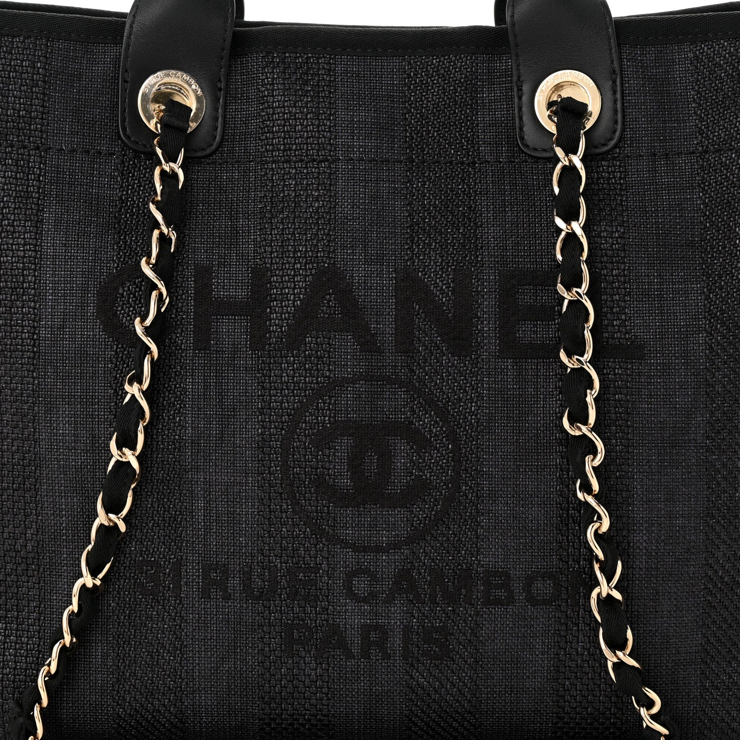Chanel Mixed Fibers Calfskin Striped Medium Deauville Tote Black 8 of 14