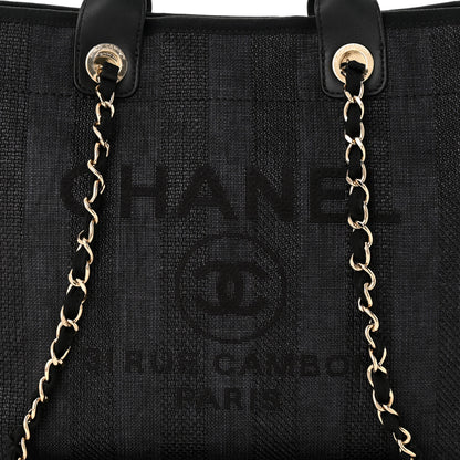 Chanel Mixed Fibers Calfskin Striped Medium Deauville Tote Black 8 of 14