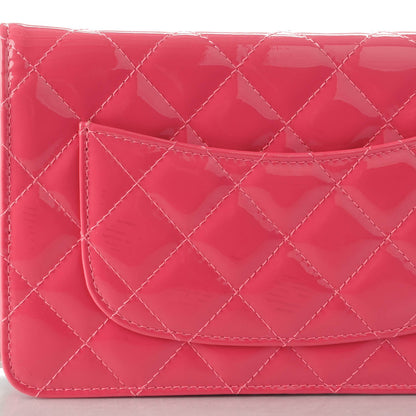 Chanel Patent Quilted Wallet On Chain WOC Pink 10 of 10