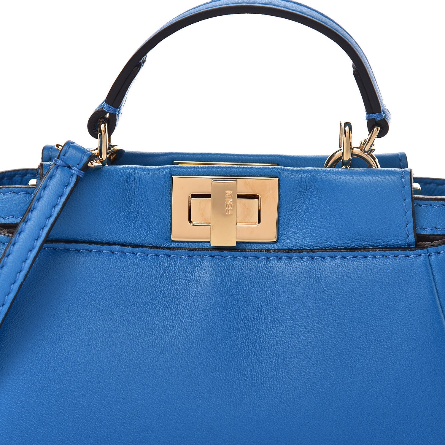 Fendi Shiny Nappa Micro Peekaboo Iconic Satchel Blue Royal 8 of 10